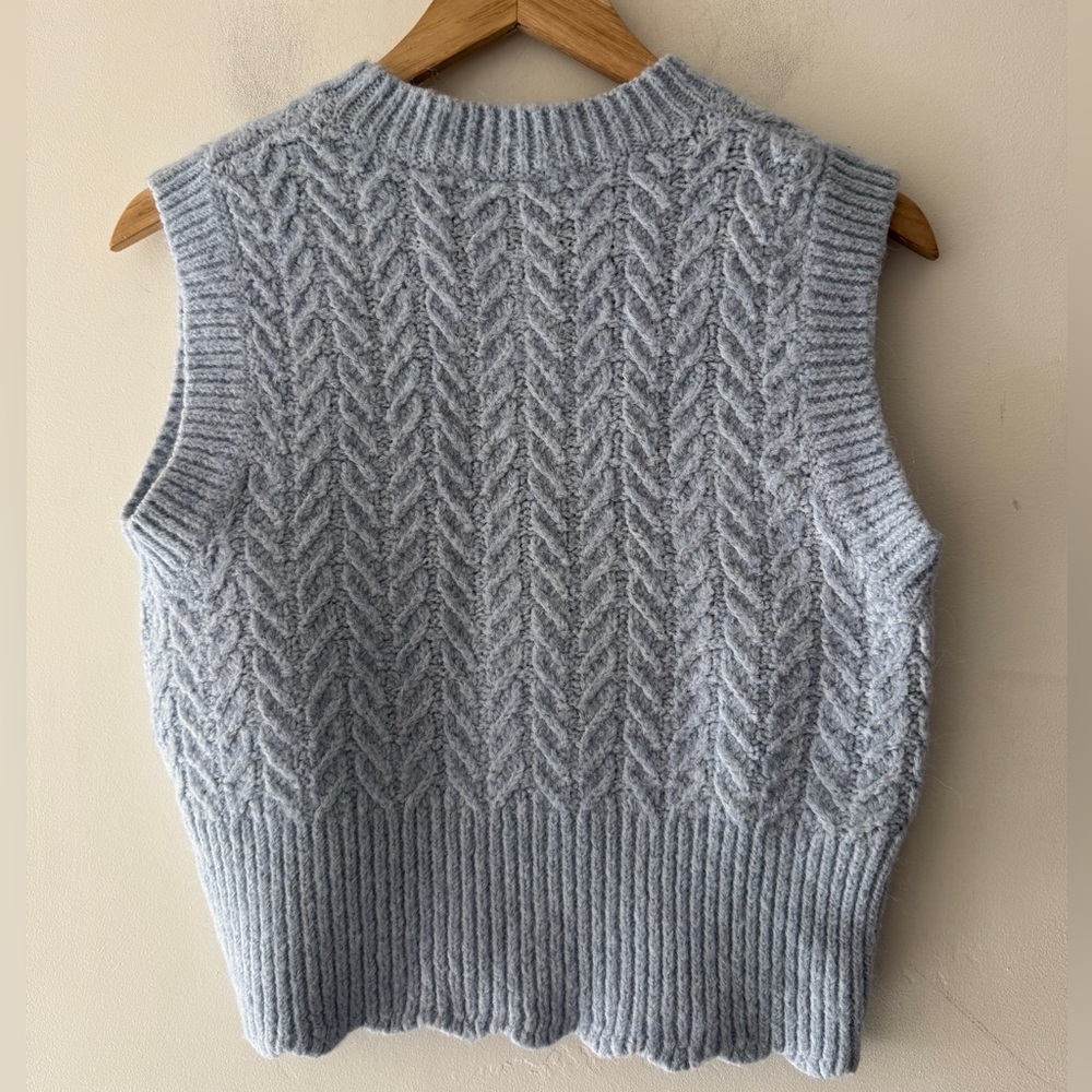Zara Baby Blue Cable Knit Sweater Vest Wool Alpaca Blend - Picture 6 of 12